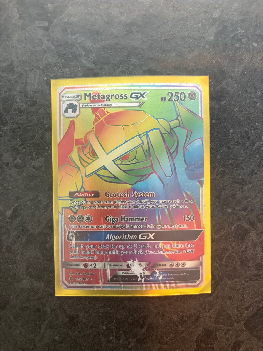 Metagross GX Holo Pokémon Card - Rainbow Foil